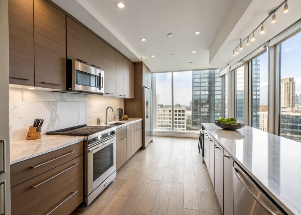 une image de cuisine moderne dans un espace d'appartement