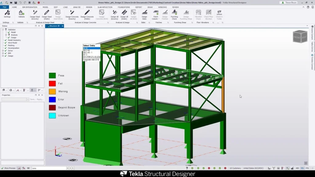 Exemple d’ossature béton dans Tekla Structures