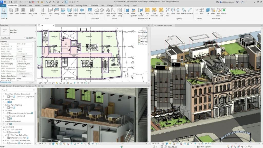 Vue d’un projet 3D sur Revit