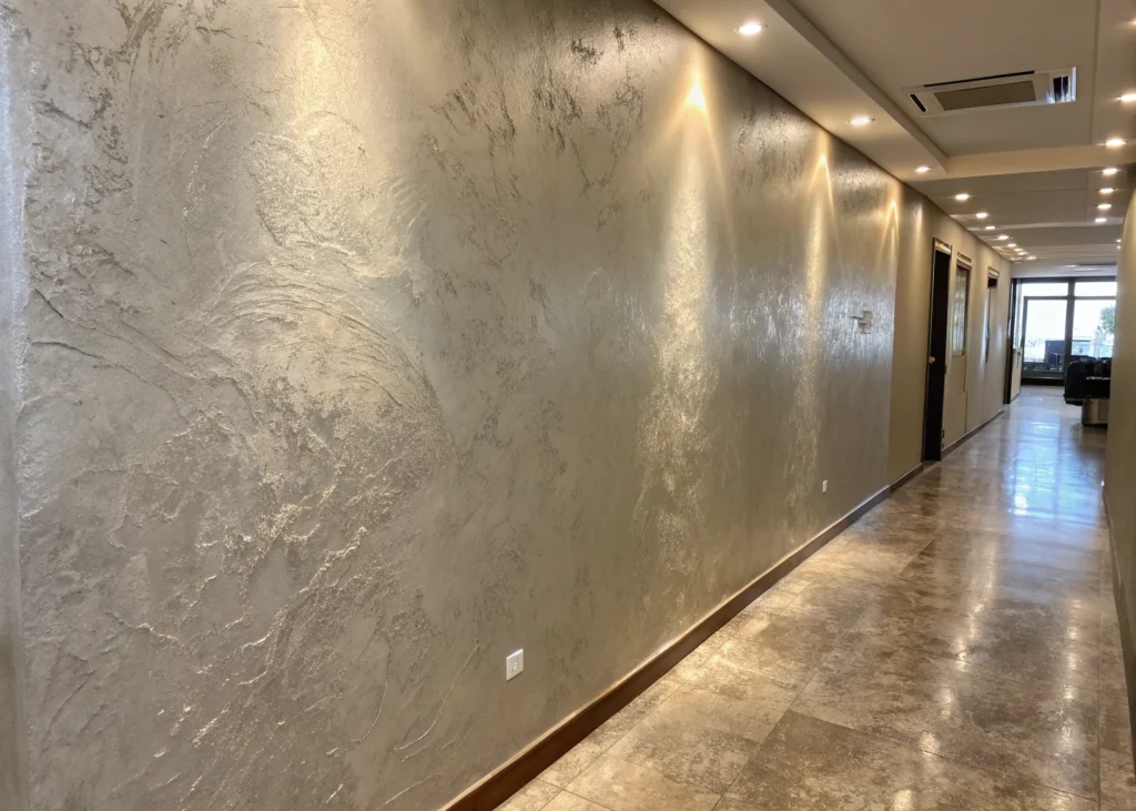 Finition en tadelakt sur un mur intérieur