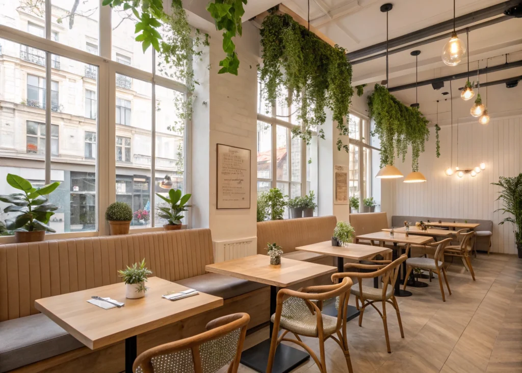 Aménagement intérieur d’un café convivial et tendance