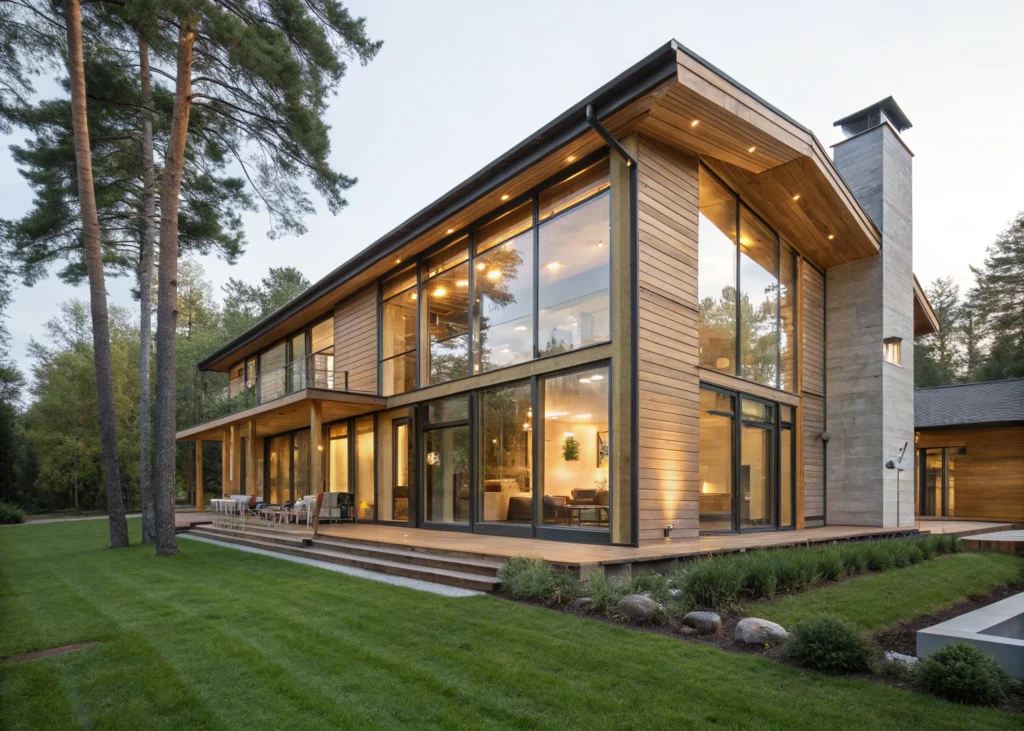 Maison moderne construite en bois, éco-conçue et lumineuse