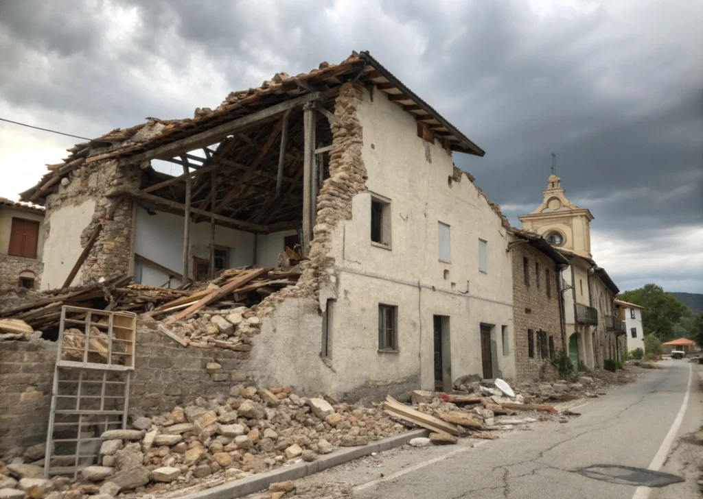 Ruines d’un immeuble mal construit après un séisme