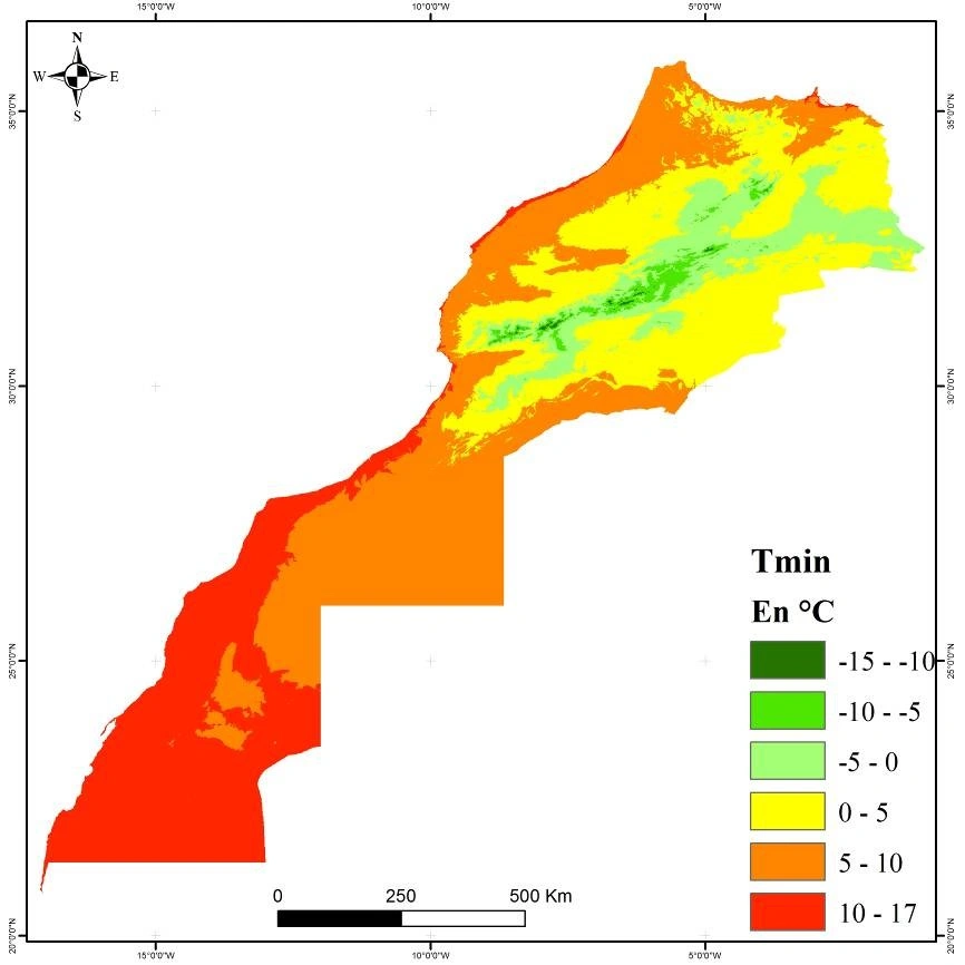 Carte des différentes zones climatiques au Maroc