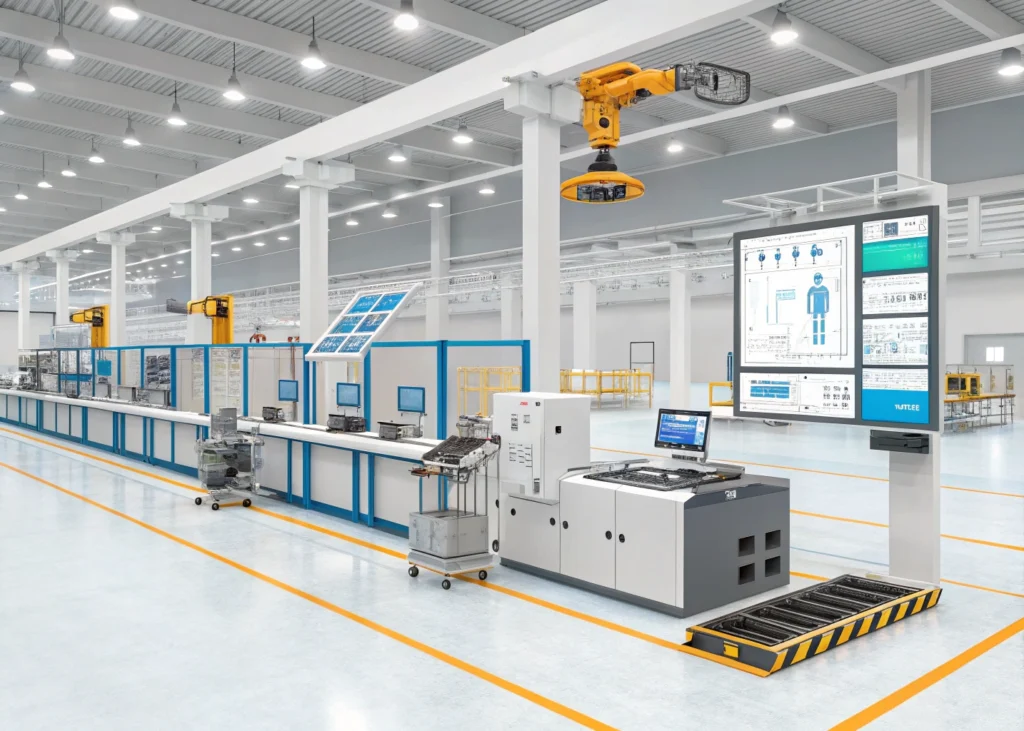 Vue d’une smart factory intégrant la construction connectée.