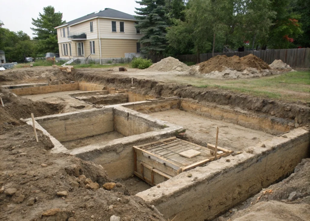 Exemple visuel d’un bâtiment industriel reposant sur des fondations adaptées.