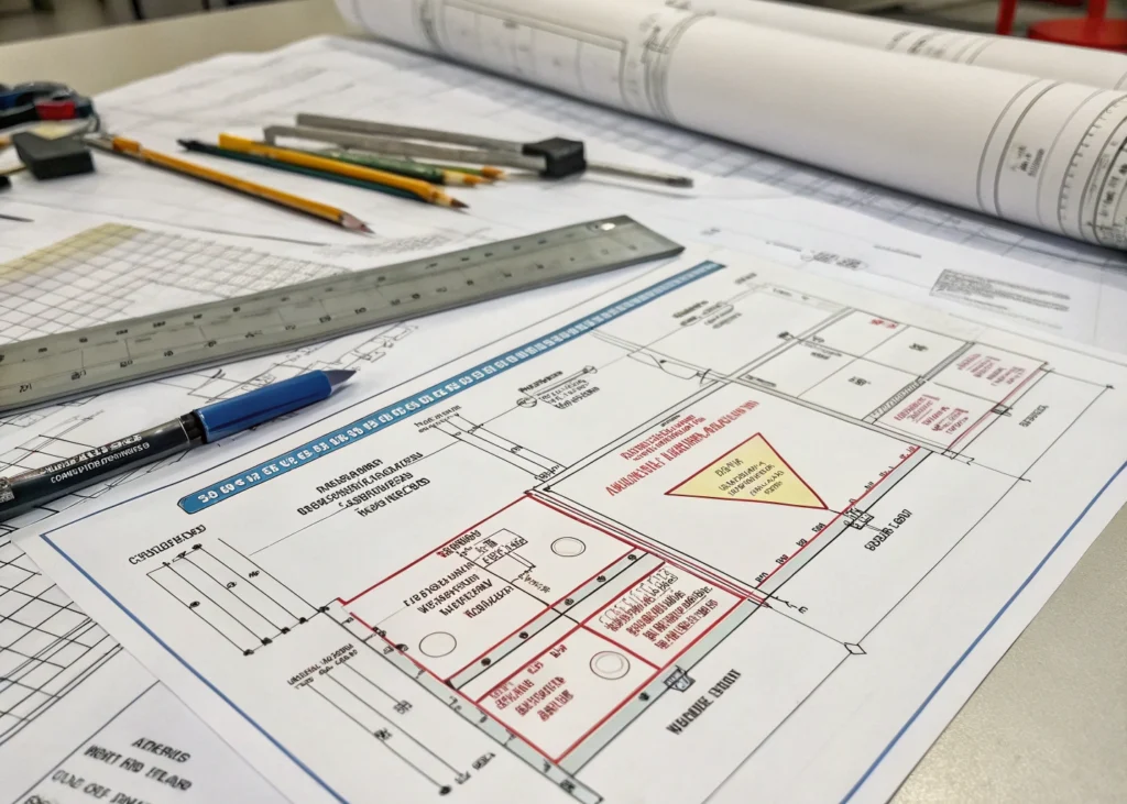 lan technique illustrant la conformité aux normes marocaines de construction.
