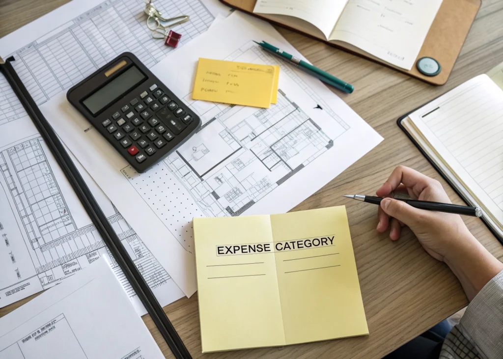 Tableau de planification avec budget détaillé et enveloppes de catégories.