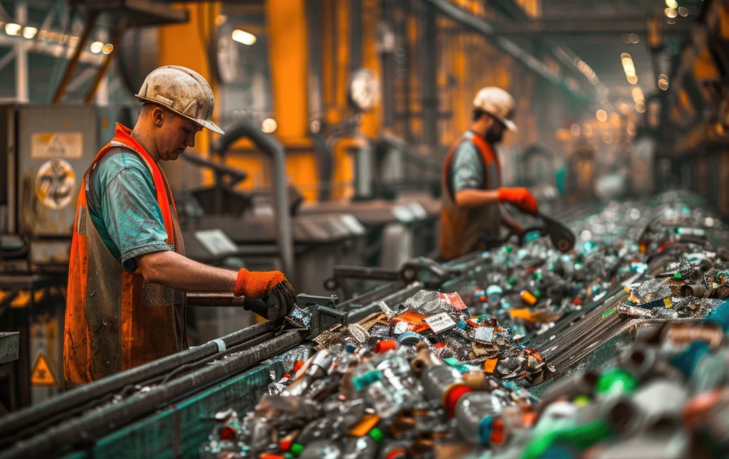 Schéma du cycle de vie des matériaux recyclés en construction.