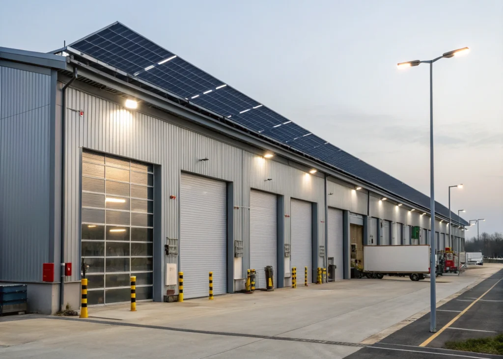 Bâtiment industriel conçu pour réduire la consommation énergétique.