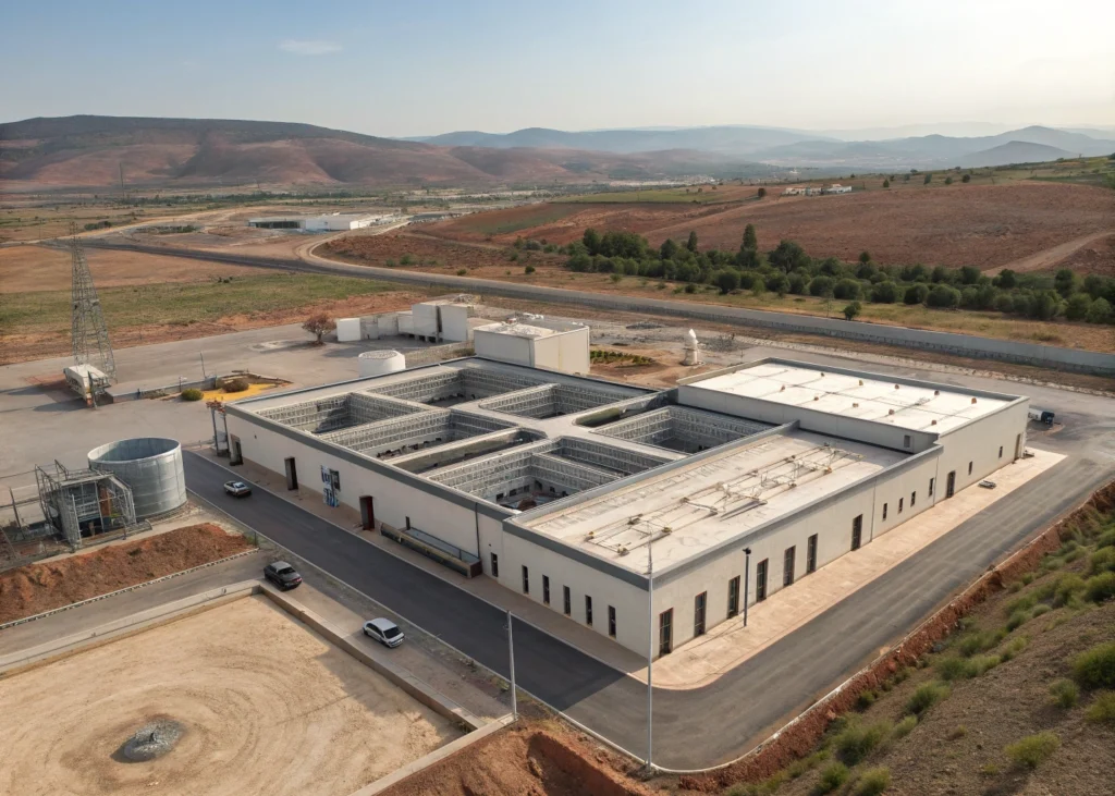 Conception architecturale d’une structure industrielle résistante.