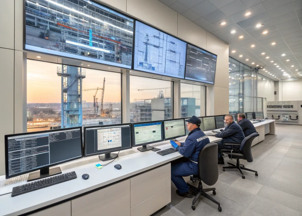 salle de contrôle d’une centrale énergétique avec surveillance en direct