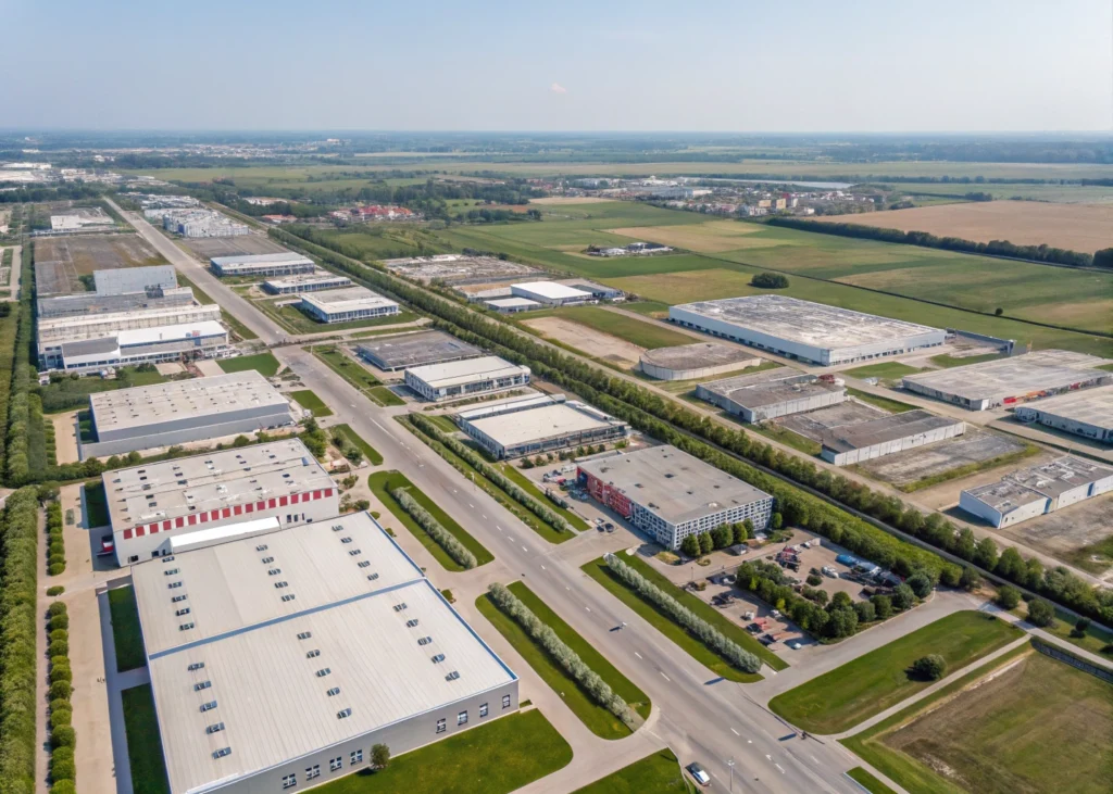 Zone industrielle avec infrastructures durables et stables.