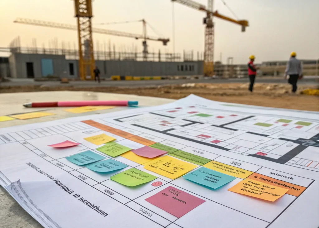 plan de construction avec estimation des coûts.