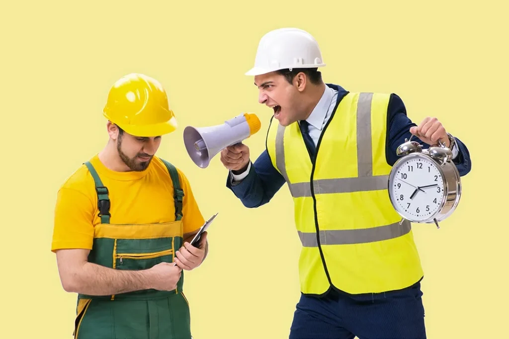 retard de livraison sur un chantier de construction.