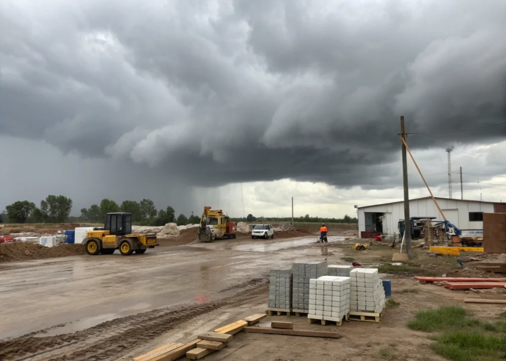 chantier affecté par des conditions climatiques.