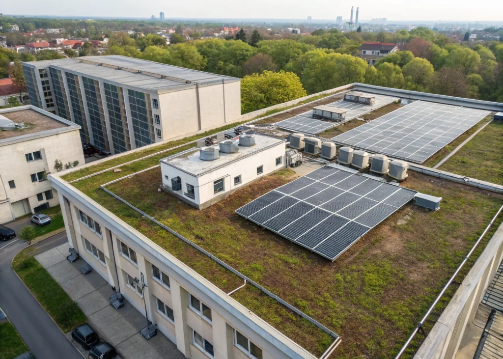 Installations techniques durables sur un bâtiment administratif moderne