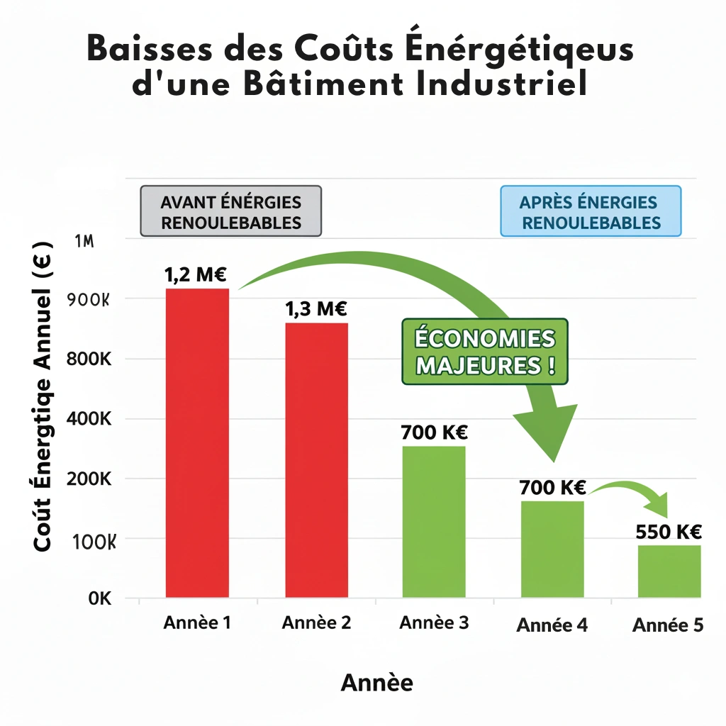Schéma comparant les coûts énergétiques avant et après l’intégration des renouvelables