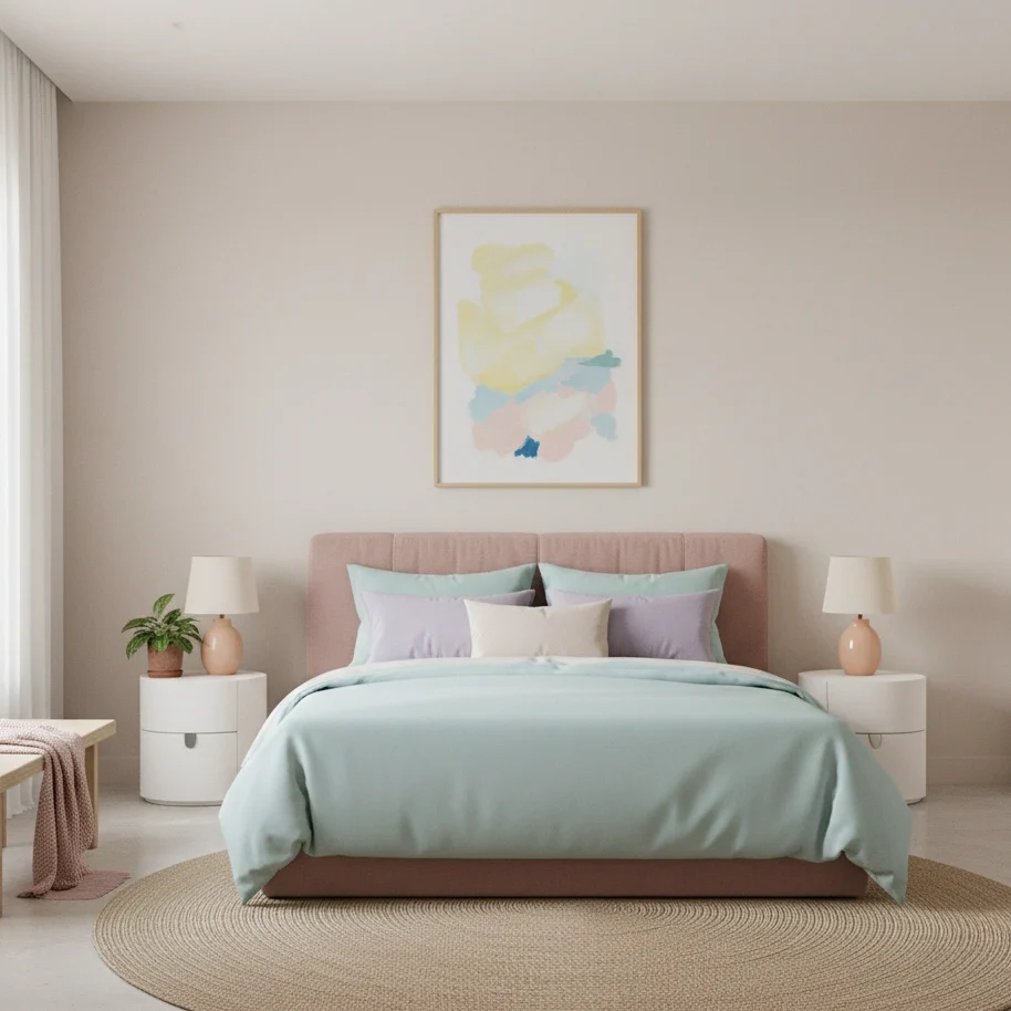 petite chambre aux tons clairs et harmonieux